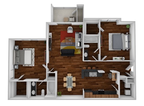 Floor plan for 2 beds, 2 baths, 1200 sqft